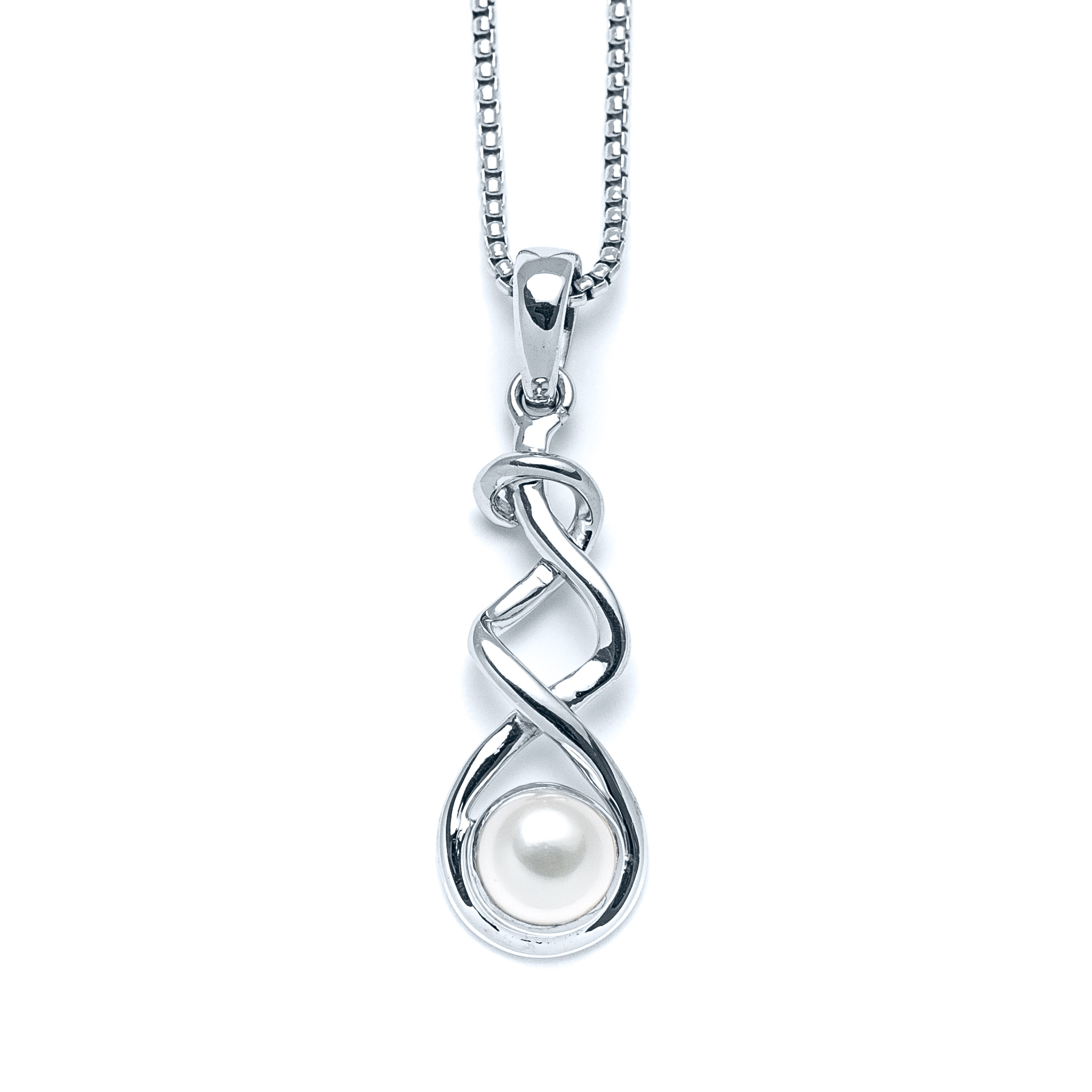 Pearl Coastal Ribbon Necklace in Sterling Silver- Landing Company